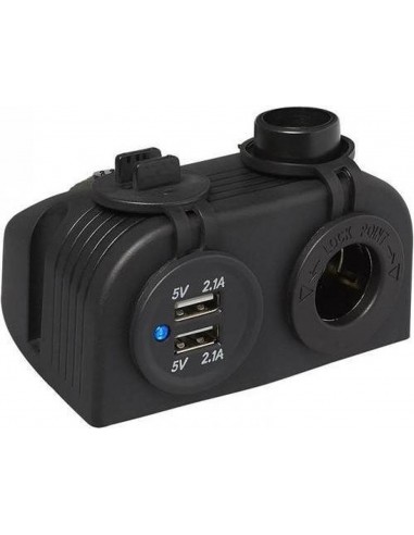 Soquete de superfície: porta DIN + USB duplo 2x2100mA 12v