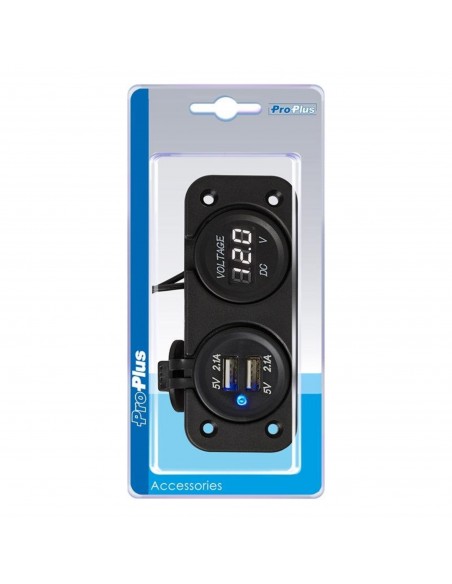 6-30V Steckdose und integrierbarer Voltmeter + 2 USB Ports 2100mA