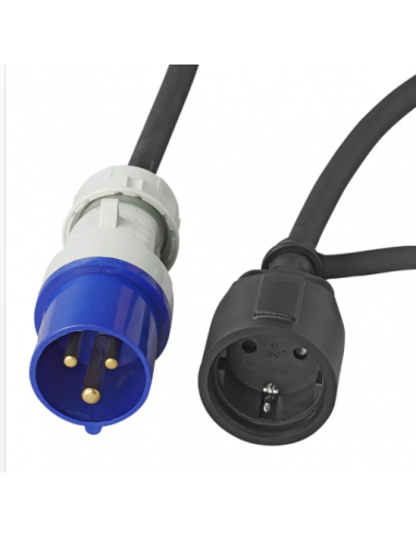 Enchufe Cetac macho a schuko hembra 3x2,5mm² cable 150cm ProPlus