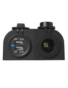 Enchufe de superficie : puerto DIN +doble USB 2x2100mA 12v