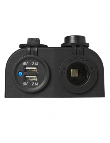 Surface socket: DIN port + double USB 2x2100mA 12v