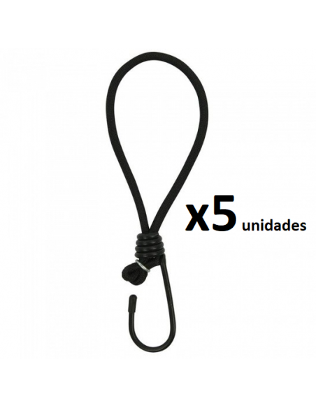Tensor de borracha preta com gancho para barraca 5 unidades
