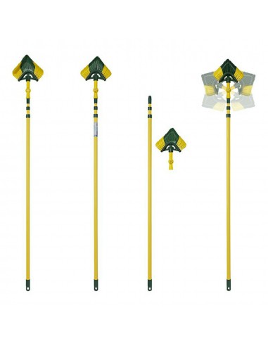 Balai d'angle avec manche télescopique extensible jusqu'à 3,6 mètres