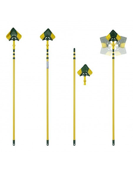Balai d'angle avec manche télescopique extensible jusqu'à 3,6 mètres