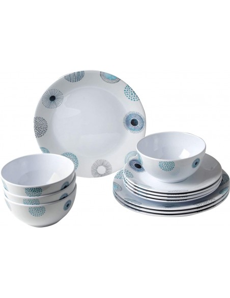 Brunner Midday Deep Sea Melamina Conjunto de Jantar 12 Peças