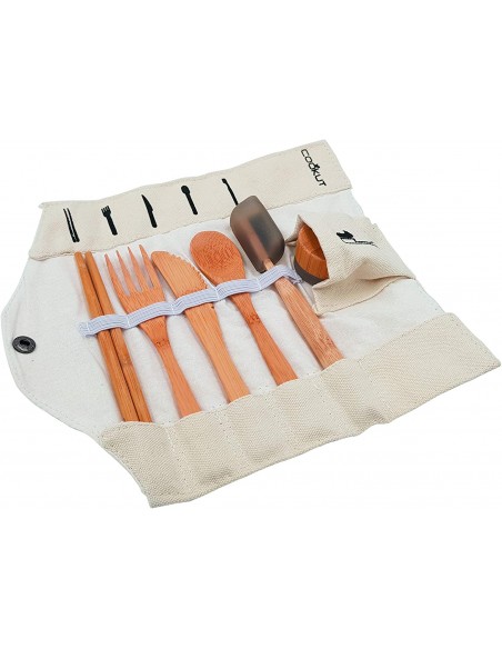 Ecological bamboo cutlery and toothbrush