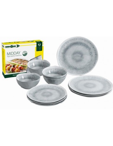 Brunner Midday Pearl Melamine 12-Piece Dinnerware Set