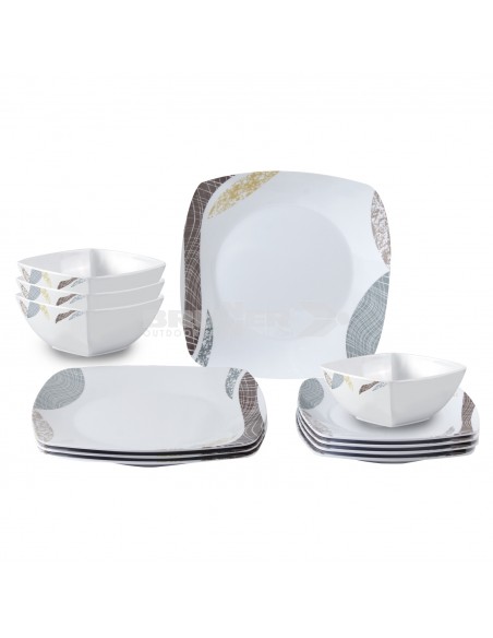 Melamine tableware 12 pieces Midday Khadí Brunner