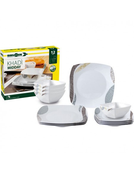 Melamine tableware 12 pieces Midday Khadí Brunner