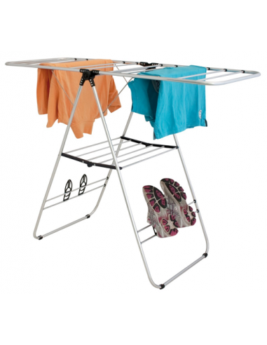 Tendedero plegable con estante y perfil para zapatos