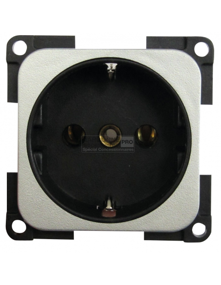 Recessed plug for 230V outlet metallic gray