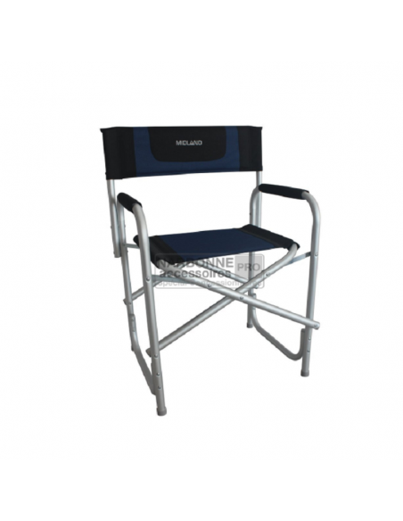 Chaise metteur en scène pliante aluminium noir/bleu MIDLAND