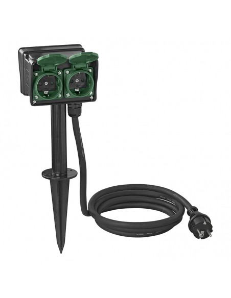 Prise de jardin Schuko 4 voies avec piquet 2m 3x2.5mm²