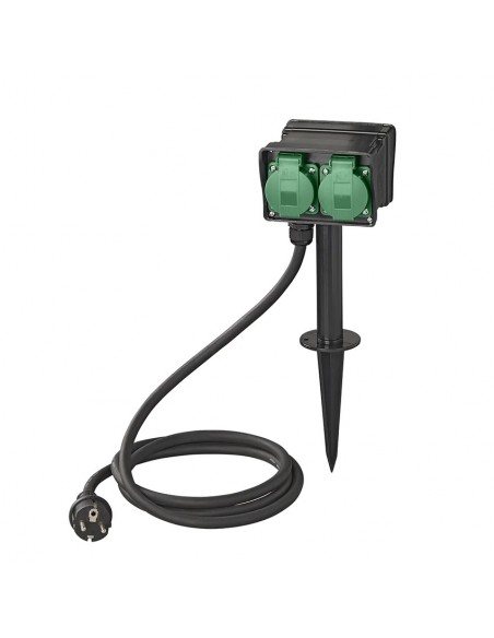 Prise de jardin Schuko 4 voies avec piquet 2m 3x2.5mm²