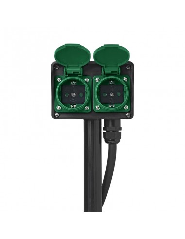 Enchufe de piqueta para exterior 2 tomas 2m 3x2,5mm²
