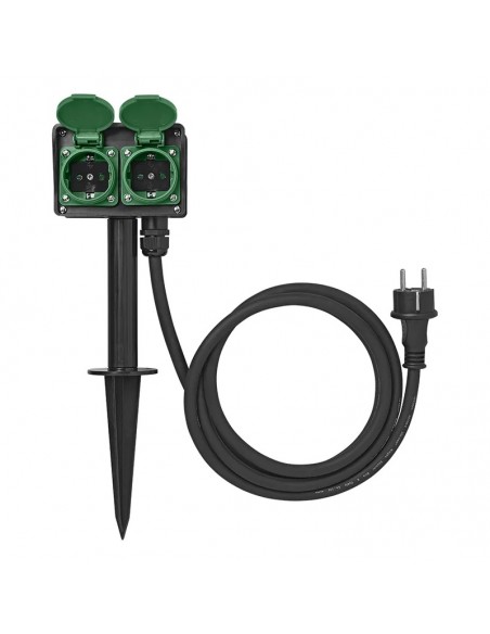 Enchufe de piqueta para exterior 2 tomas 2m 3x2,5mm²