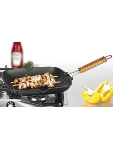 Non-stick grill pan with folding handle. Rondine