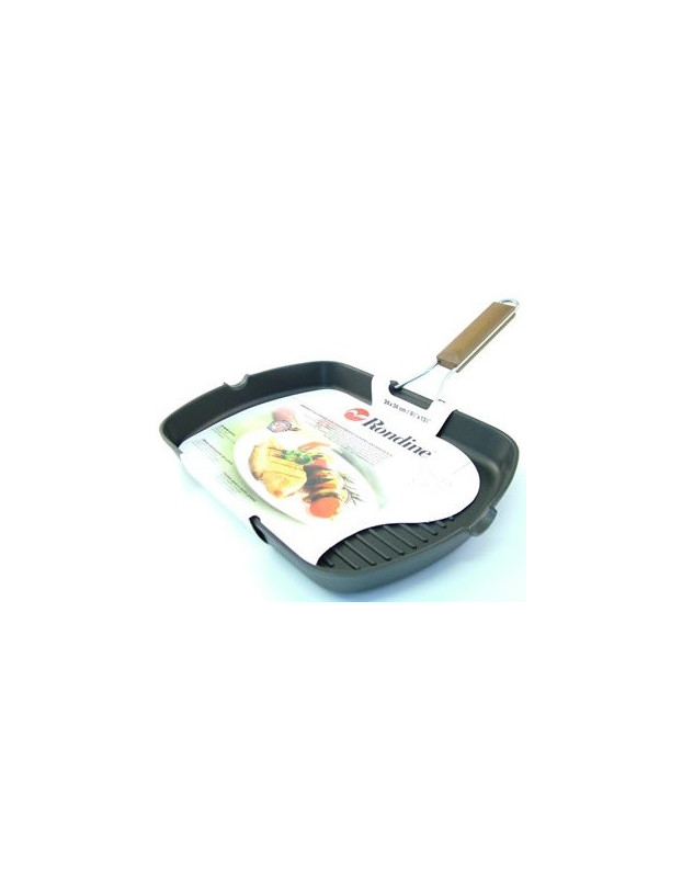 Non-stick grill pan with folding handle. Rondine