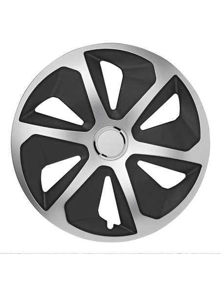Tapacubos de ruedas Roco plateado/negro. 15 pulgadas. x2