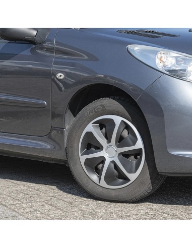 Roco silber/schwarze Radkappen. 15 Zoll. x2