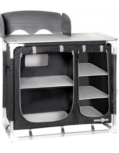 Kitchen cabinet with integrated folding sink. Brunner