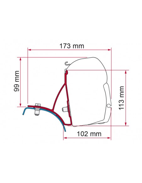 Trafic, Vivaro and Primastar adapter for awning F45/F70 (2001-2014) Trafic, Vivaro and Primastar adapter for awning F45/F70 (2001-2014)