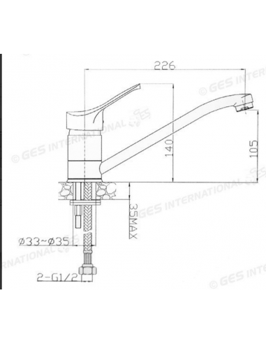 torneira de 250mm para cozinha