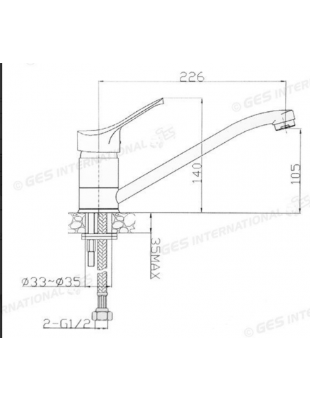 250mm tap for kitchen