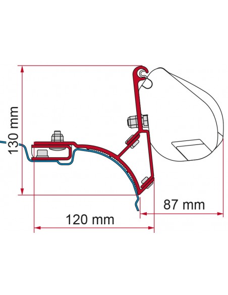 Adaptador para toldo F35 VW T4 Lift Roof