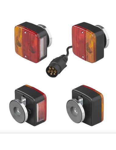 Portable trailer lights with magnets.