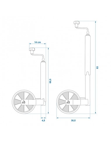 Roue Jockey 48mm 220x70mm