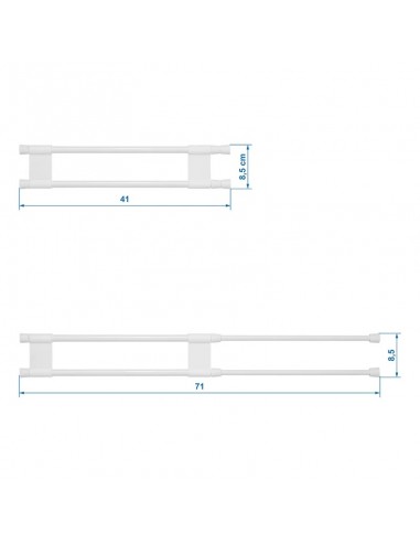 Extendable locking bars from 40.5 to 71 cm for refrigerators and cabinets