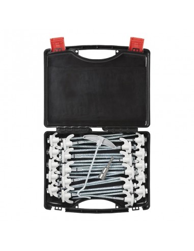 Set of 20 pieces 20cm screwable metal pegs with plastic hook