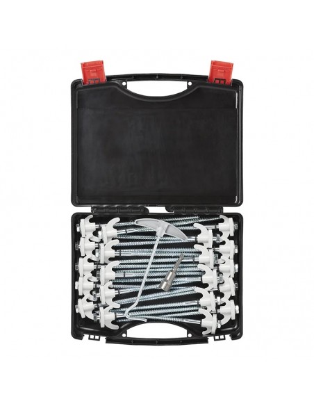 Set of 20 pieces 20cm screwable metal pegs with plastic hook