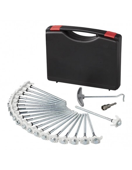 Set of 20 pieces 20cm screwable metal pegs with plastic hook