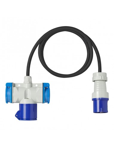 Adapterkabel 150cm 3x1,5mm² von CEE Stecker auf 2xSchuko + 1xCEE Stecker