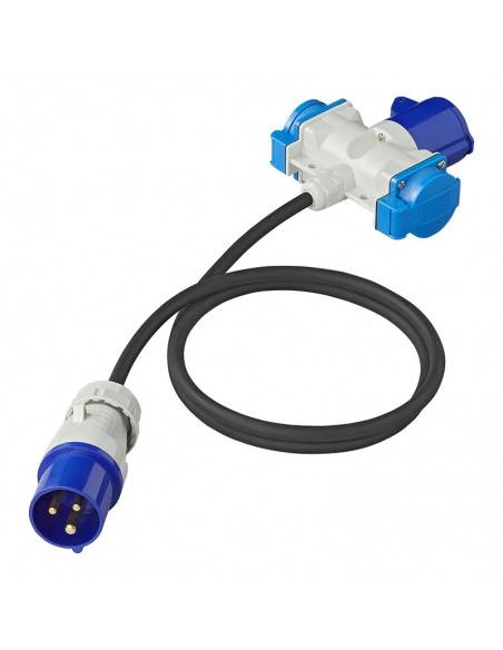 Adapterkabel 150cm 3x1,5mm² von CEE Stecker auf 2xSchuko + 1xCEE Stecker
