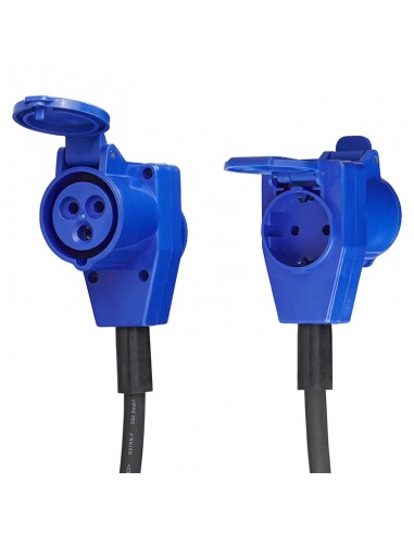 Cable adaptador de 150cm 3x2,5mm² desde el conector Schuko al conector angular CEE + conector Schuko ProPlus