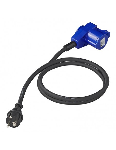 Cable adaptador de 150cm 3x2,5mm² desde el conector Schuko al conector angular CEE + conector Schuko ProPlus