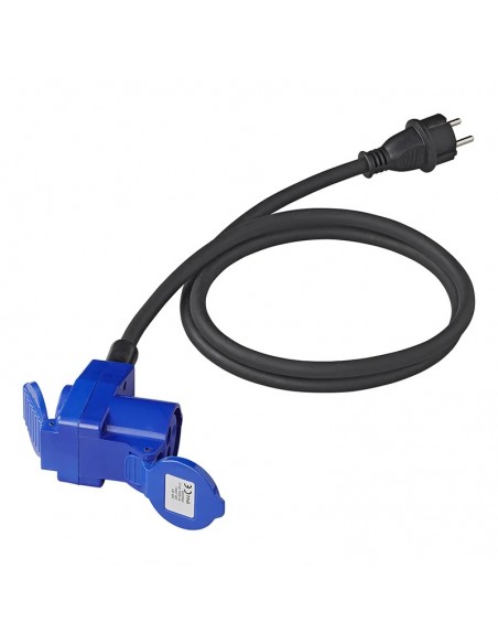 Cable adaptador de 150cm 3x2,5mm² desde el conector Schuko al conector angular CEE + conector Schuko ProPlus
