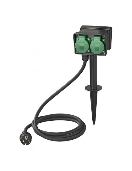 Schuko 4-way Spina da giardino con 2m 3x1,5mm2 Picket
