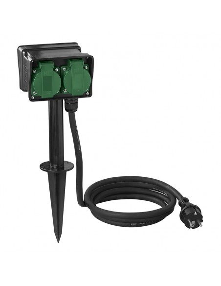 Schuko 4-fach Gartenstecker mit Spieß 2m 3x1,5mm²