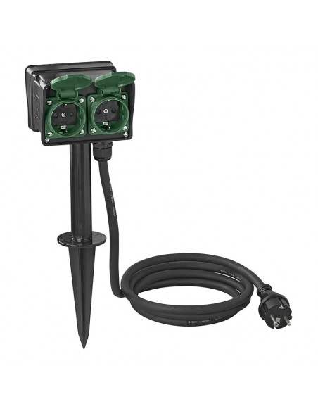 Schuko 4-fach Gartenstecker mit Spieß 2m 3x1,5mm²