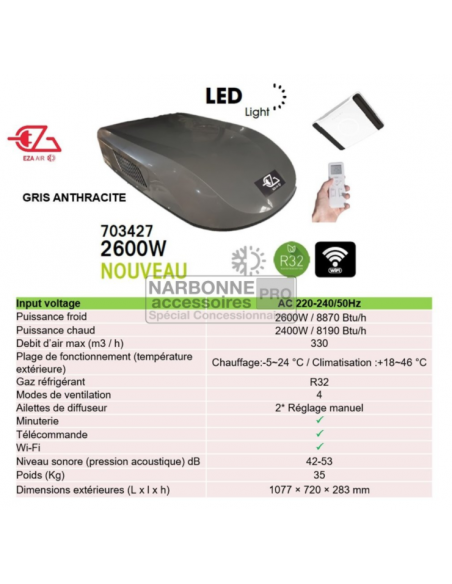 Aire acondicionado con bomba de calor EZA 2500 W Blanco