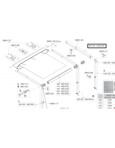 Braço de substituição Fiamma Caravanstore XL 360-550