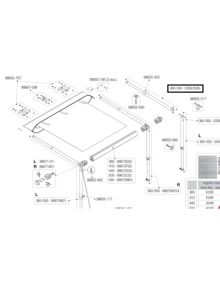 Braço de substituição Fiamma Caravanstore XL 360-550