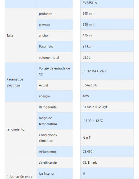Frigorífico de compresor 50 litros