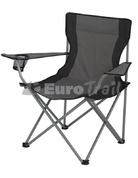 Silla para camping plegable Lausanne con portavasos gris y negra