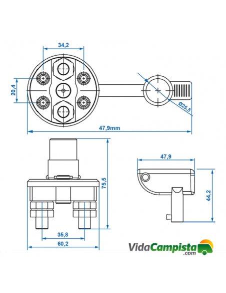 Disconnessore batteria con chiave rimovibile