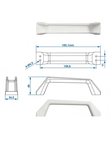Maniglia di manovra bianca x2 pz Maniglia di manovra bianca x2 pz